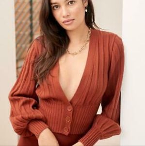 Plunge Front Cardigan in Rustwood (Wilfred)